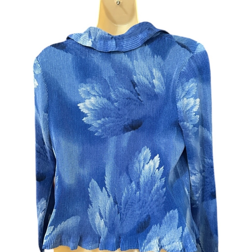 Caeliann Ruffled Blue Print Open Front Jacket‎ - Picture 8 of 15